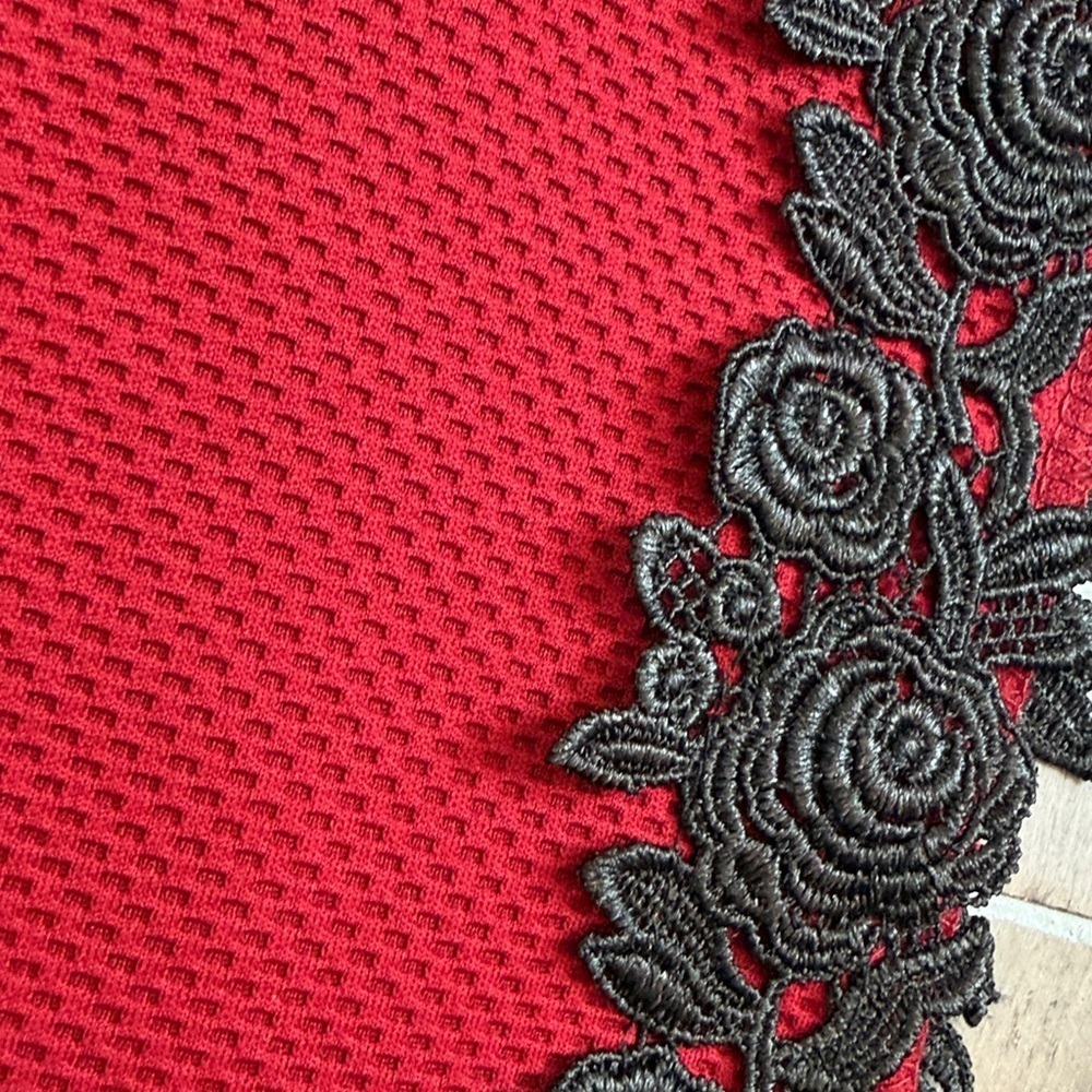 Windsor Red Dress with Black Lace Trim - Picture 4 of 9